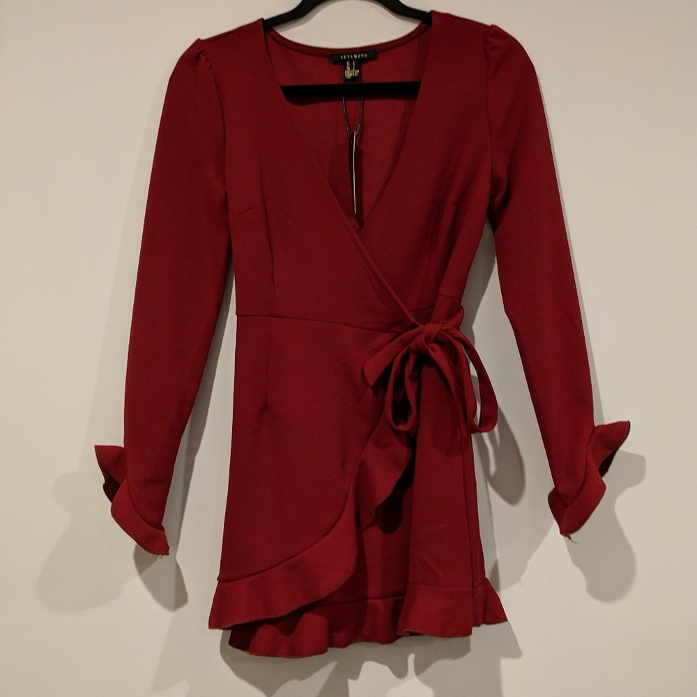 Red wrap blouse for women